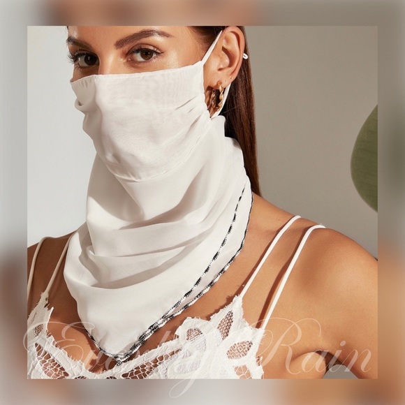 FACE MASK SALE! LAST ONE! Ivory Scarf Face Mask - Picture 3 of 12